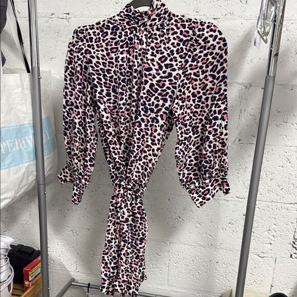 Zadig & Voltaire Pink & Black Animal - Ravali Print Mini Robe Dress Size Small - Picture 1 of 6